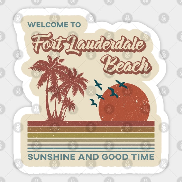 Fort Lauderdale Beach - Fort Lauderdale Beach Retro Sunset Sticker by Mondolikaview